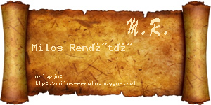 Milos Renátó névjegykártya