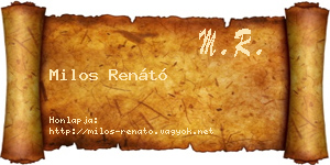 Milos Renátó névjegykártya